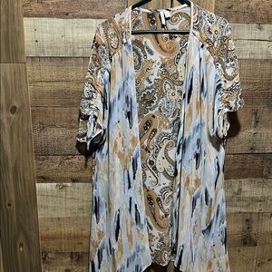 Cato Tan and Navy Paisley Kimono